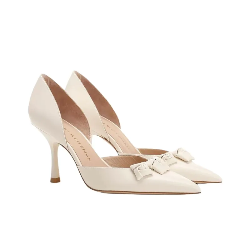 Stuart Weitzman/SW Rosie D'orsay Slim Heel High Heels 8.5cm Women's White-2
