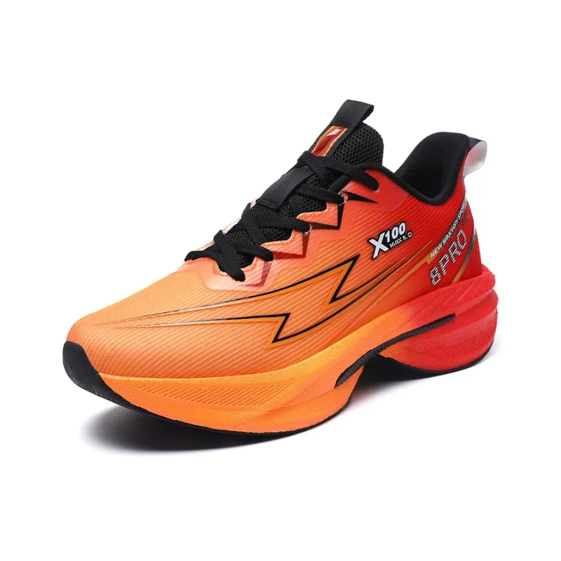BIANSULONG Cushioned Slip Resistant Abrasion Resistant Low Top Casual Running Shoes Men's Orange Red-1