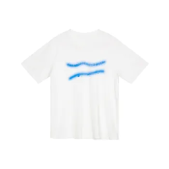 Voguo Relay Crew Neck Couple T Shirt Unisex Black White
