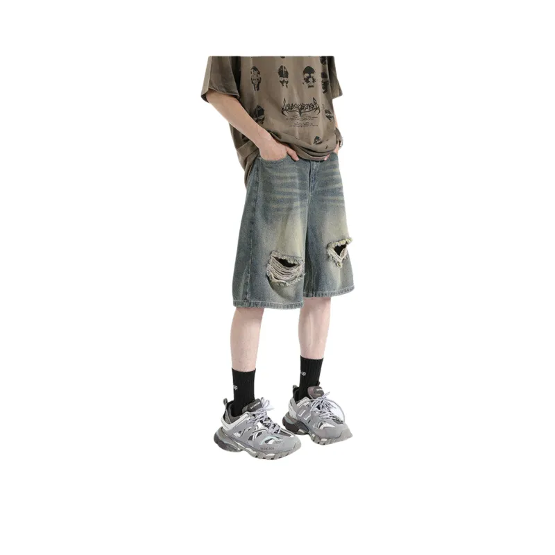 PAINT STAIN Denim Shorts Unisex-23
