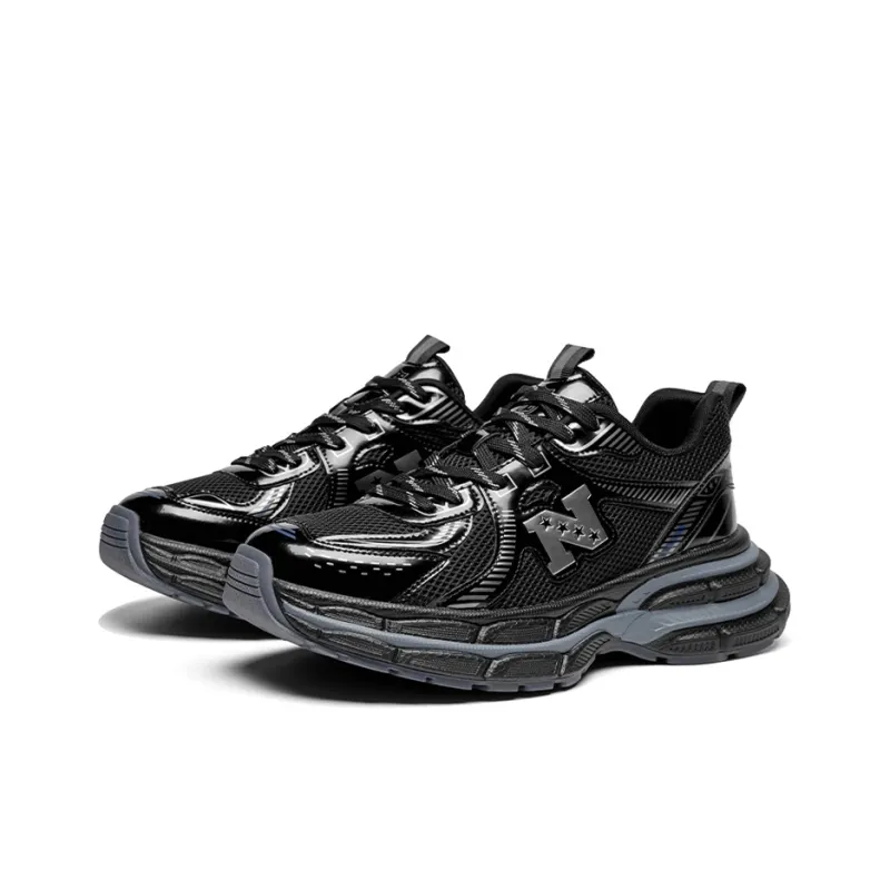 NFL Sneaker Lightweight And Breathable Low Top Chunky Sneakers Men's Black-2