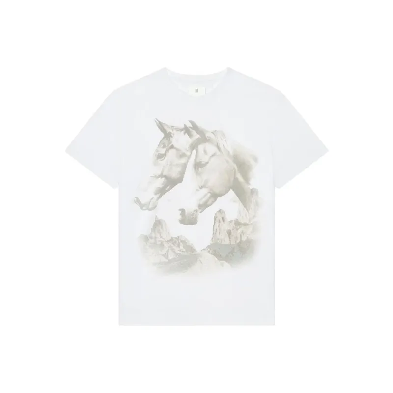 Givenchy Oversized T Shirt In Cotton With Givenchy Horse Print T Shirt Men's White-0