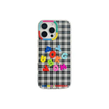 Sopi Acrylic Material Black Plaid Multicolor Phone Cases Compatible With IPhone 16/15 Pro Max/Apple 13/14 Pro/Max