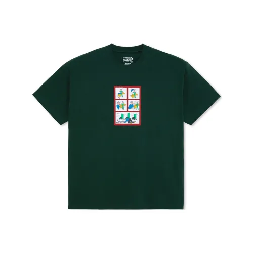 embroidered logo 3 4 sleeves pullover T-Shirts Men Dark Green