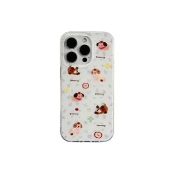 Sopi Acrylic Material Blue Pink Floral Apple Puppy Phone Cases Compatible With IPhone 16/15 Pro Max/Apple 13/14 Pro/Max