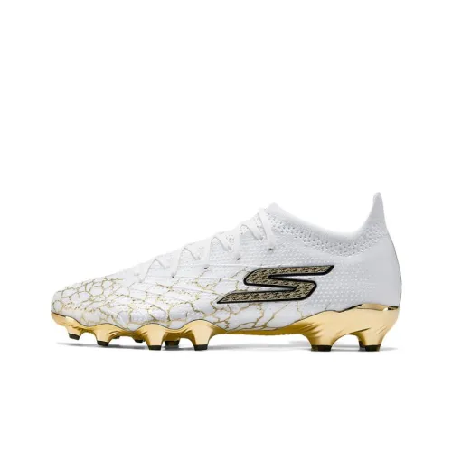 Skechers Cushioning Wear Resistant Soccer Shoes Men's White Gold