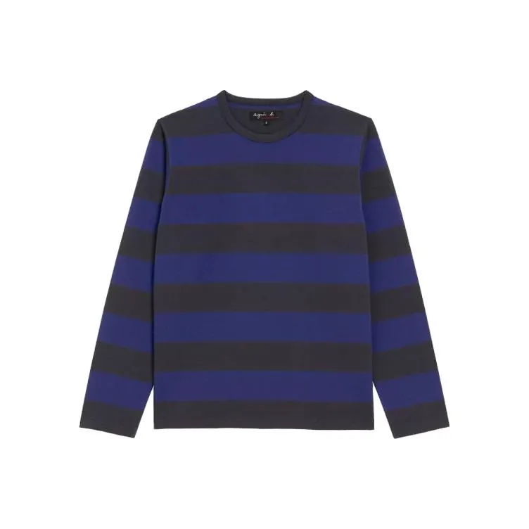 Agnes B. T-Shirts Men Blue Gray Stripes-0