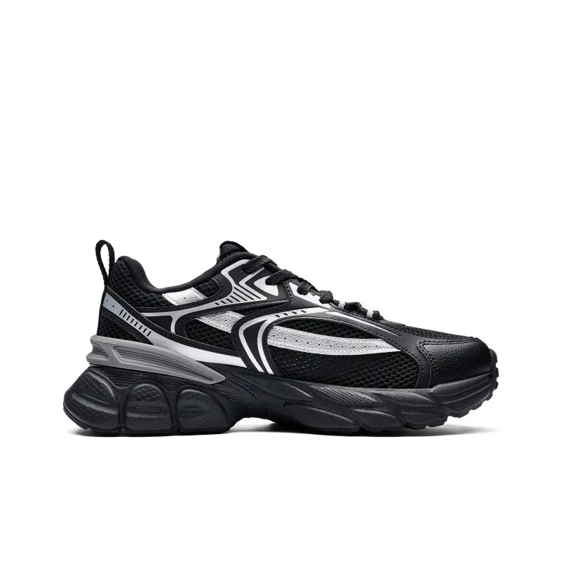 Kappa Anti Slip Wear Resistant Low Top Running Shoes Unisex Black Silver-1