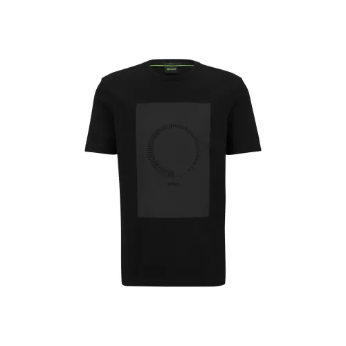 HUGO BOSS Stretch-Cotton T-Shirt With Printed And Embroidered Artwork T-Shirt Men's Black