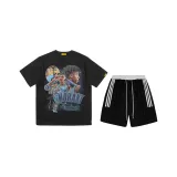B2022-DX Black+Black Stripes Knee-Length Pants