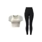 Ivory White Short-Sleeved+Starburst Black Yoga Pants