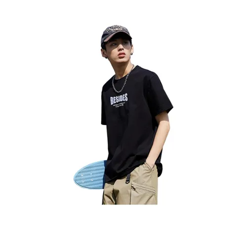 Tonlion Drop Shoulder Sleeve T-Shirt Men's Black