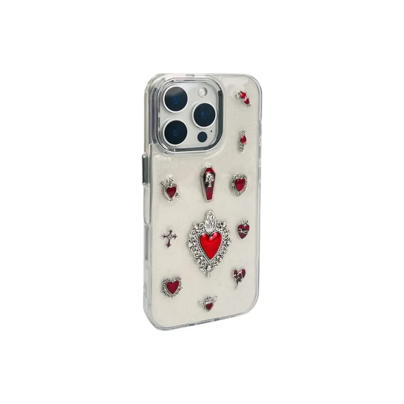 Sopi Acrylic Material 3D Effect Dark Red Gemstone Phone Cases Compatible With IPhone 16/15 Pro Max/Apple 13/14 Pro/Max-1