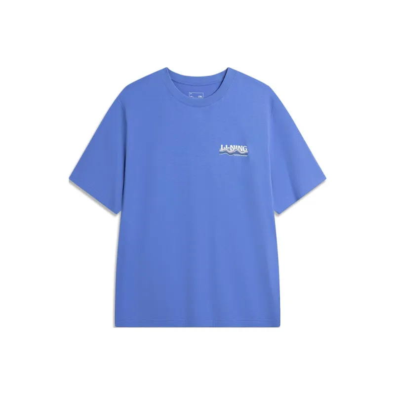 LiNing Sports Life Collection Drop Shoulder Sleeve T-Shirt Men's Iris Blue-0
