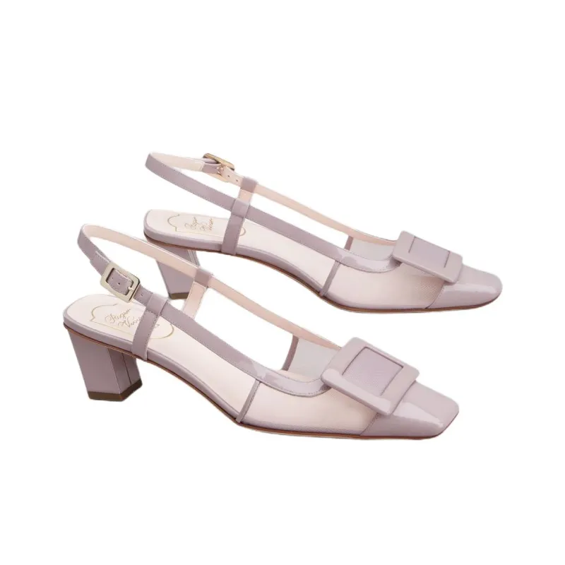 Roger Vivier Belle Vivier Block Heel High Heels 4.5cm Women's Purple-2