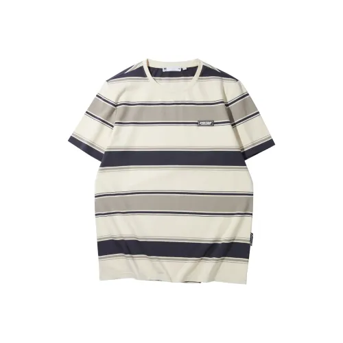 HLA T-Shirts Men Cooling 3A Antibacterial 2A Anti-Mite-Beige Apricot Stripes P2