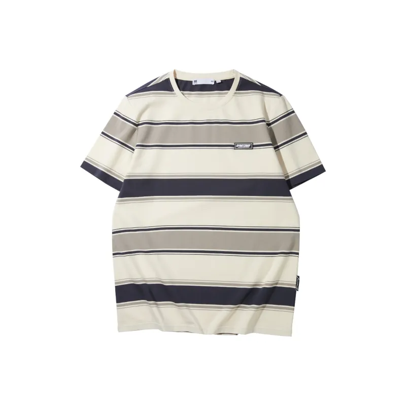 HLA T Shirts Men Cooling 3A Antibacterial 2A Anti Mite Beige Apricot Stripes P2-0