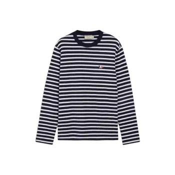 Maison Kitsune Tricolor Fox Patch Marin T Shirt