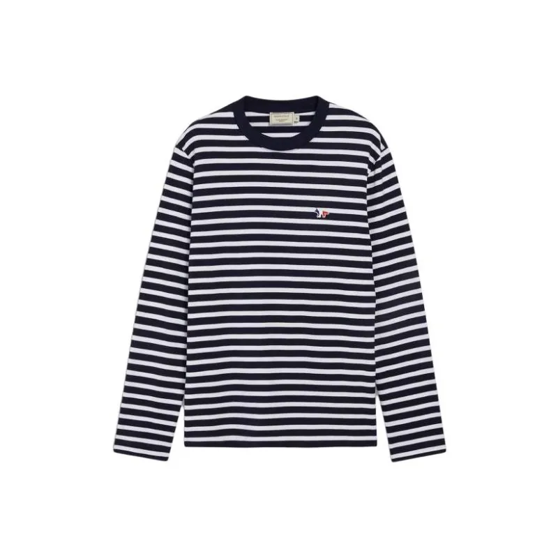 Maison Kitsune Tricolor Fox Patch Marin T Shirt-0