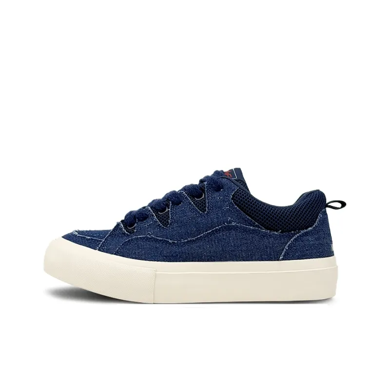 Mengsai Height Increasing Abrasion Resistant Lightweight Low Top Canvas Shoes Unisex Denim Blue-1