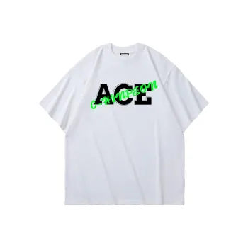Chinpeno American Casual Letter Print Crew Neck Pullover Breathable Short Sleeved T Shirt Unisex
