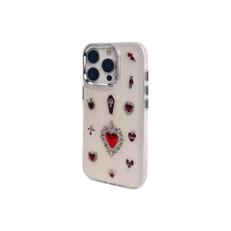 Sopi Acrylic Material 3D Effect Dark Red Gemstone Phone Cases Compatible With IPhone 16/15 Pro Max/Apple 13/14 Pro/Max-2