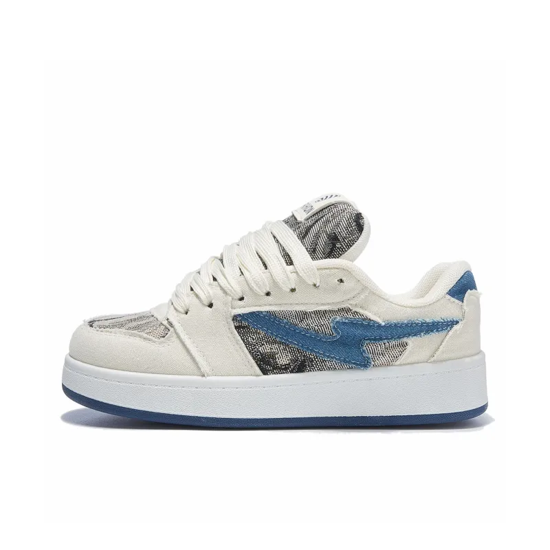 Medd Anti Slip And Wear Resistant Breathable Low Top Skateboard Shoes Women's Denim Blue-0