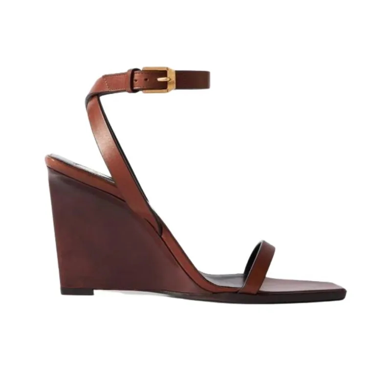 SAINT LAURENT May One Strap Sandals 9cm Women's Brown-1