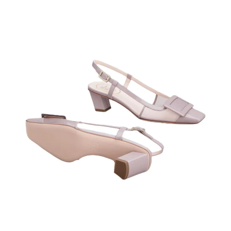 Roger Vivier Belle Vivier Block Heel High Heels 4.5cm Women's Purple-6