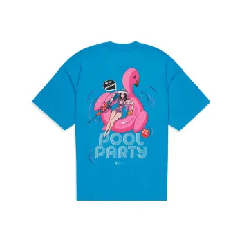 LiNing Li Ning X League Of Legends Pool Party Co branded Series T Shirts Unisex Glossy Finish Blue