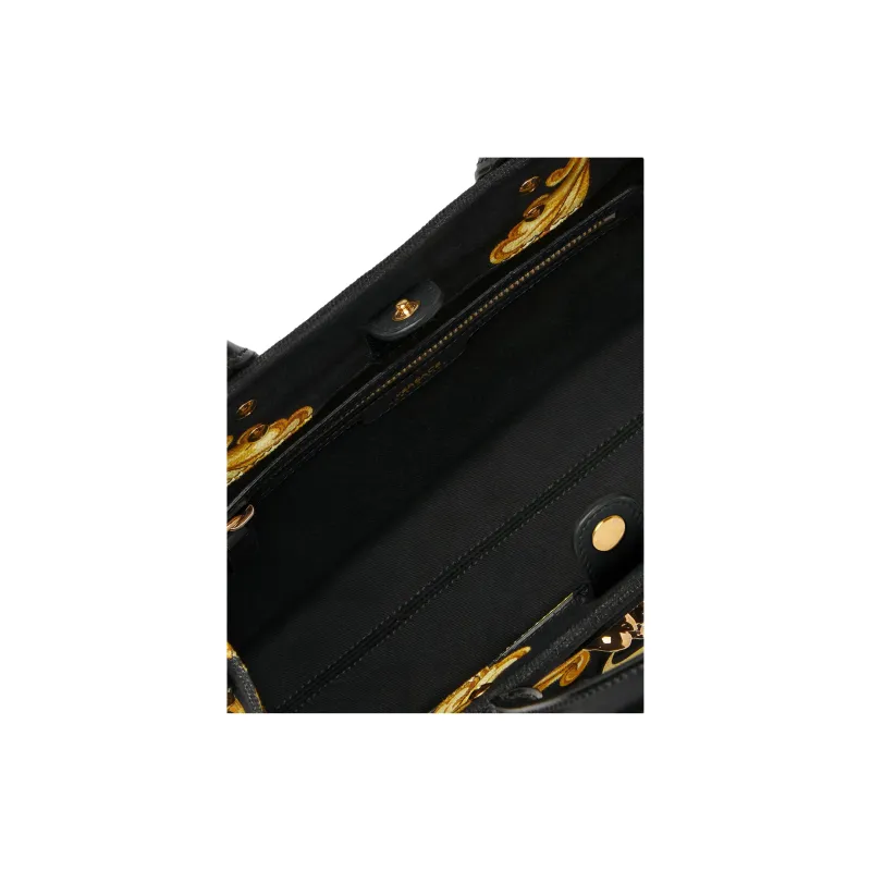 VERSACE Fabric Tote Bag, Shopping Bag, Shoulder Bag, Crossbody Bag, Handbag Unisex Black & Gold-3