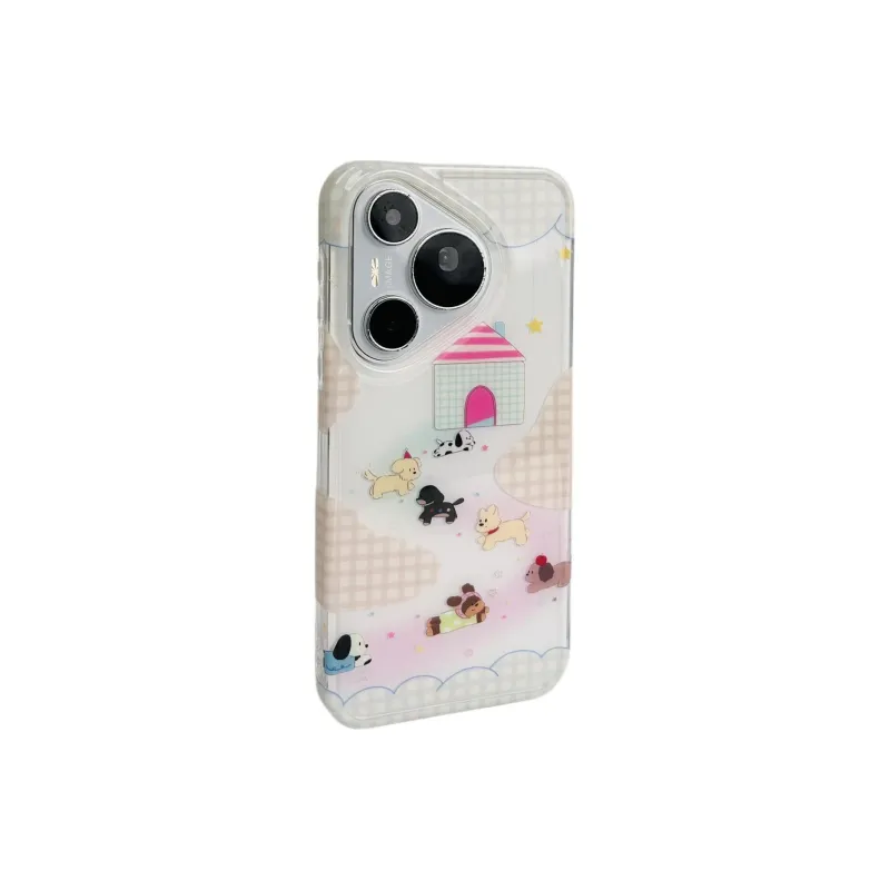 Sopi Acrylic Material Plaid House Home Puppy Phone Cases Compatibility  Huawei Mate 70/60/50 Pro/Pura 70/70 Pro+-1