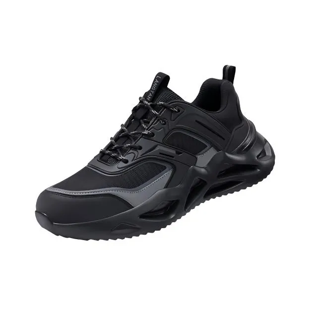 GUYISA Non slip, Wear resistant, Impact resistant Low Top Chunky Sneakers Men's Black-2