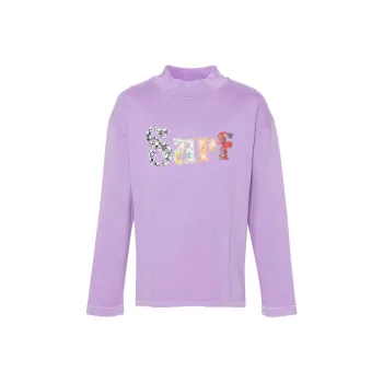 ERL Motif Embroidered Mock Neck T Shirt