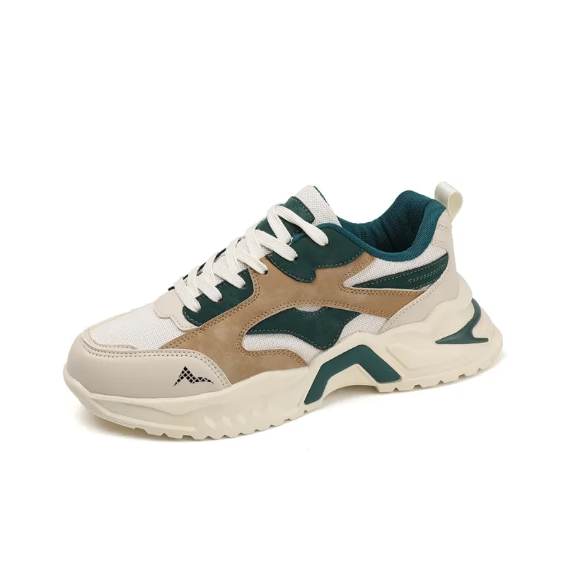 ATONGMU Chunky Sneakers Men Low Top Gray Blue/Beige Black/Beige Green-8
