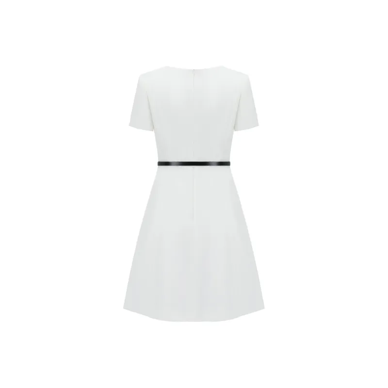 ONE SHALLOW Short Sleeved Dresses Women's White-1