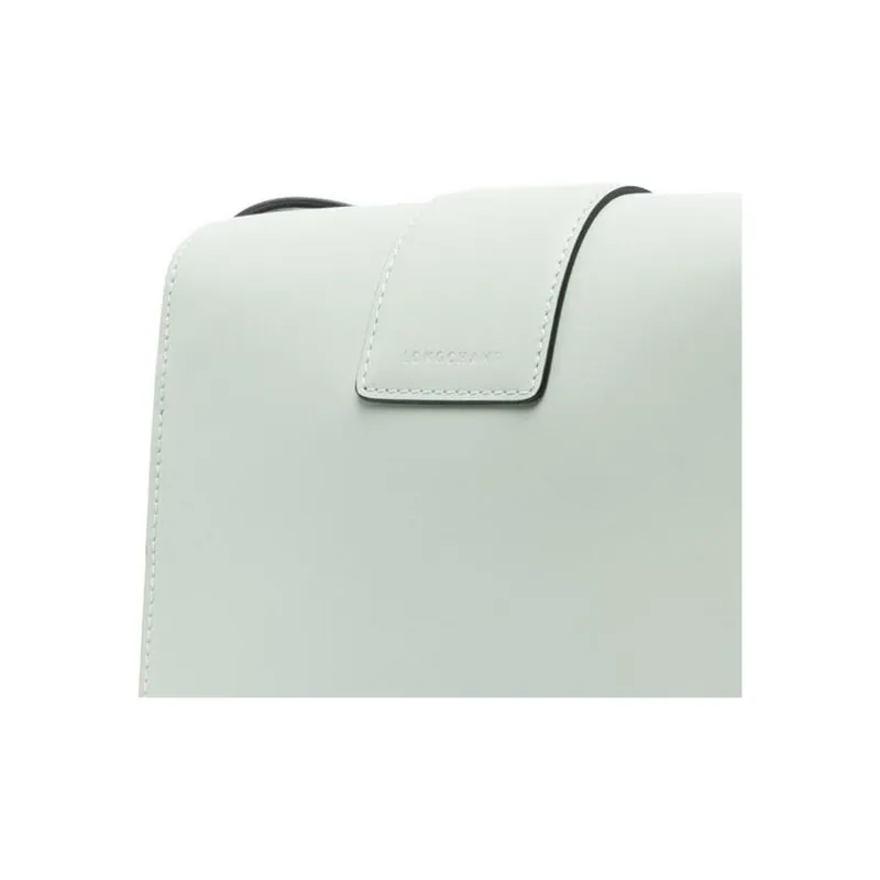 LONGCHAMP BOX TROT Calfskin Small Square Bag Shoulder Bag, Crossbody Bag Small Size Women's Green Gray-3
