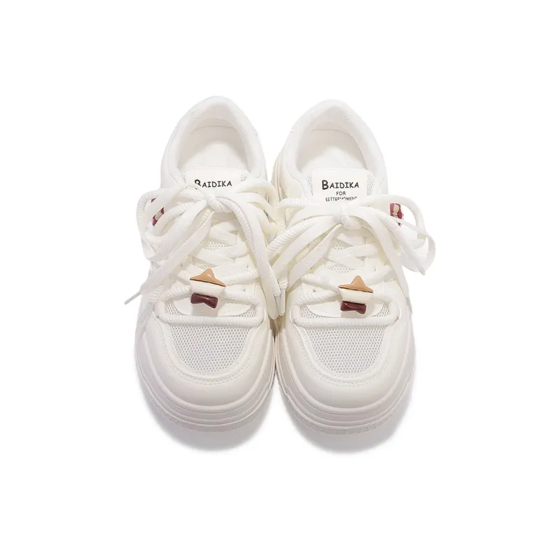 SHUXIAOBEI Anti Slip Wear Resistant Low Top Stylish Skateboarding Shoes Style Women's Ecru Adjustable-4