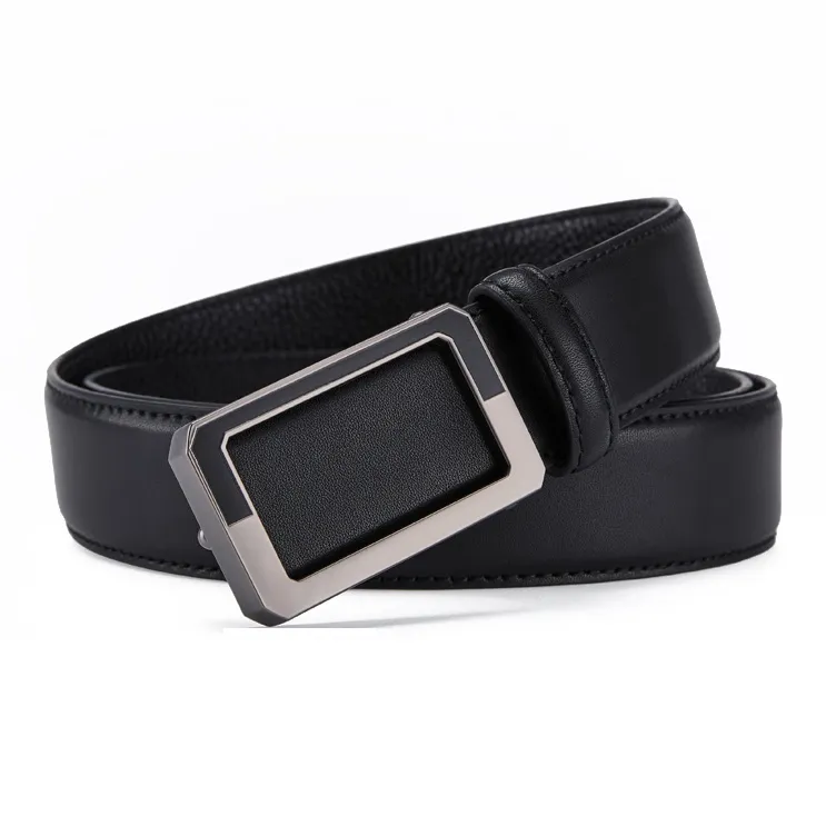 GUSKI Top Grain Cow Leather Smooth Buckle Belt, Elegance Pants Belt Men's Width 3.4cm Gift Box Set-2