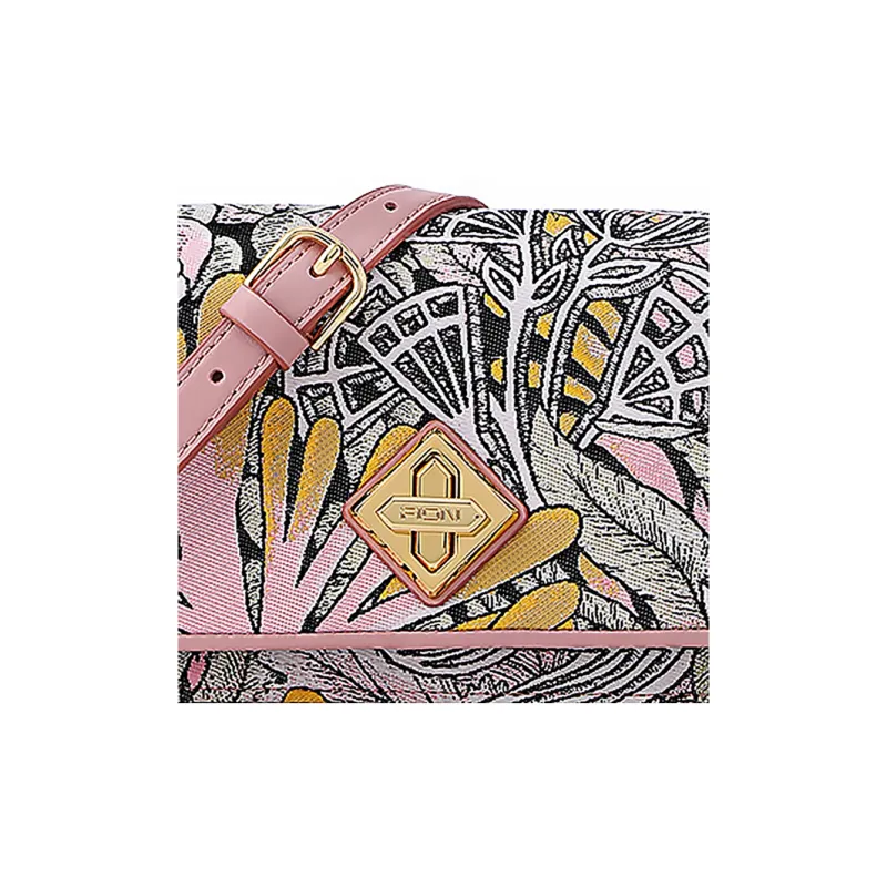 FION Fabric Small Square Bag Shoulder Bag, Crossbody Bag Regular Women's Pink & Multicolor-4