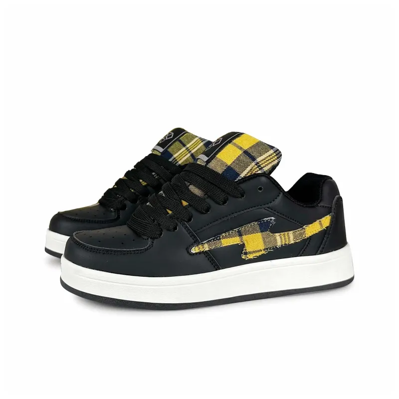 Teddy Bear Collection Coverage Slip Resistant And Abrasion Resistant Low Top Skateboard Shoes Women's Black Yellow-2