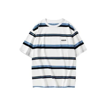 OUTDOOR PRODUCTS T Shirts Unisex White Blue Multicolor Stripes