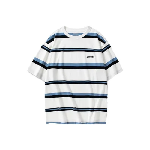 OUTDOOR PRODUCTS T-Shirts Unisex White Blue Multicolor Stripes