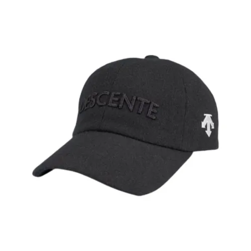 DESCENTE Wool Nylon Flannel Leather Baseball Caps Unisex Black