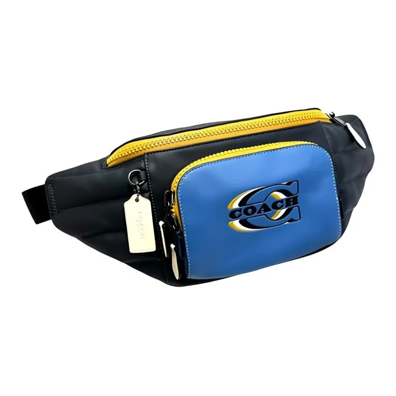 COACH Smooth Calf Leather Shoulder Bag, Crossbody Bag, Fanny Pack Tubas Women's Blue & Midnight Blue-1