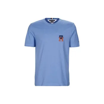 Tommy Hilfiger Th Monogram Essential Embroidery T Shirt T Shirt Men's Light Blue