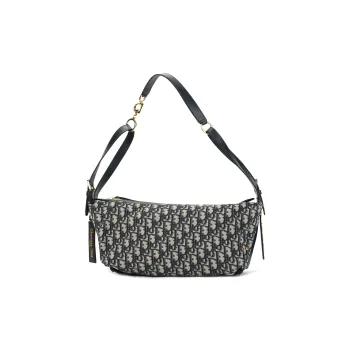 DIOR Cotton Shoulder Bag Small Size Women's Blue