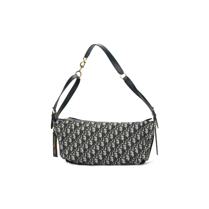 DIOR Cotton Shoulder Bag Small Size Women's Blue-0