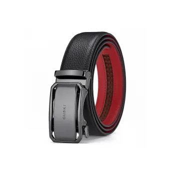 GUSKI Top Grain Cow Leather Belts Men's Gunmetal Width 3.8cm Gift Box Set, Greeting Card Writing Service