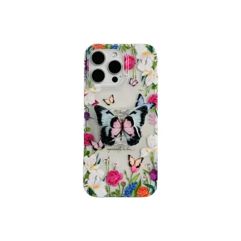 Sopi Acrylic Material Floral Butterfly Edge Trim Phone Cases Compatible With IPhone 16/15 Pro Max/Apple 13/14 Pro/Max